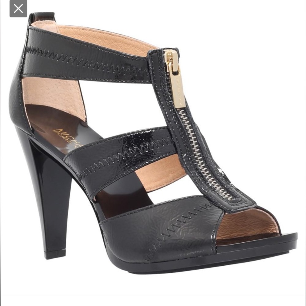 Michael Kors Black Berkley Zip Front High heel